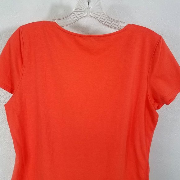 Talbots Women's Orange Pumpkin Spice Mini Ruffle Short Sleeve Shirt Top Blouse - Picture 5 of 8